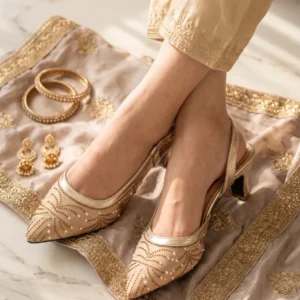 CATWALK Women's Pointed Toe Rhinestone Slingback Heels