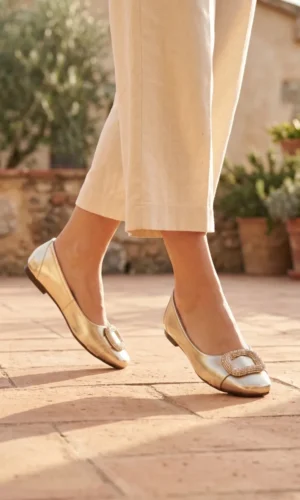 Instyle Embellished Square Toe Flat Pumps