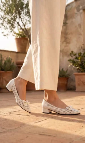 Catwalk Elegance Woven Bow Pump - Premium Women's Footwear