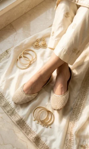 Classic Shoes Women's Premium Pearl Embellished Khussa