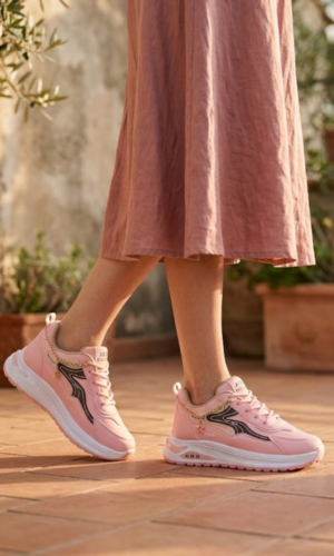 ARB Fashion Women's Chunky Platform Lace-Up Sneakers with Charm Accent