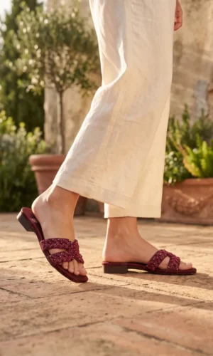 FC.Collection Embellished Cross-Strap Flat Slippers – Premium Women's Footwear