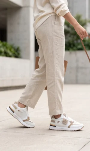 IB Shoes Women's Layered Mesh & Faux-Leather Lace-Up Sneakers – Cushioned Platform Walking Shoes