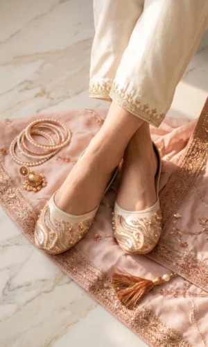 S.B Shoes Women's Premium Embroidered Beaded Khussa