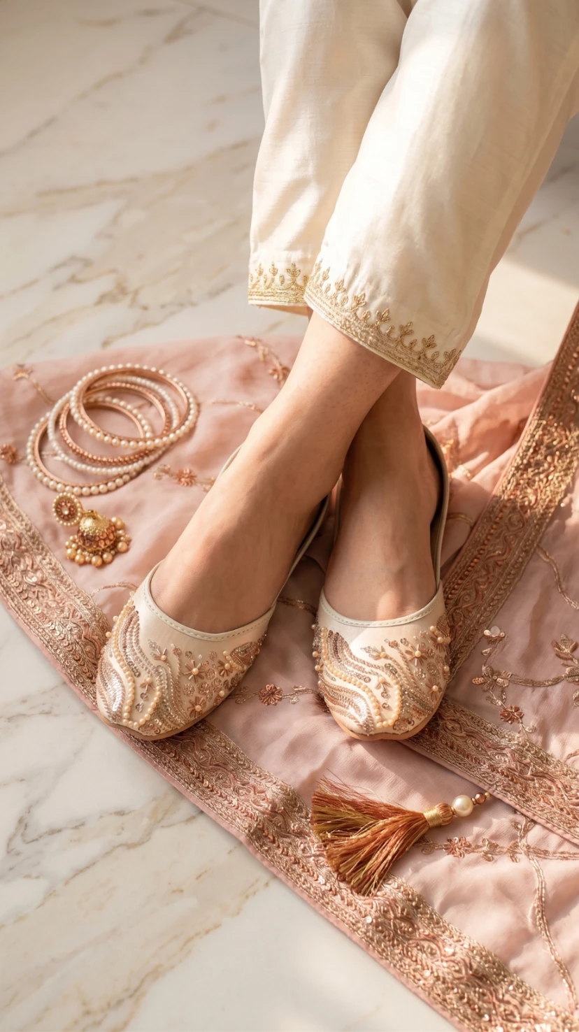 S.B Shoes Women's Premium Embroidered Beaded Khussa