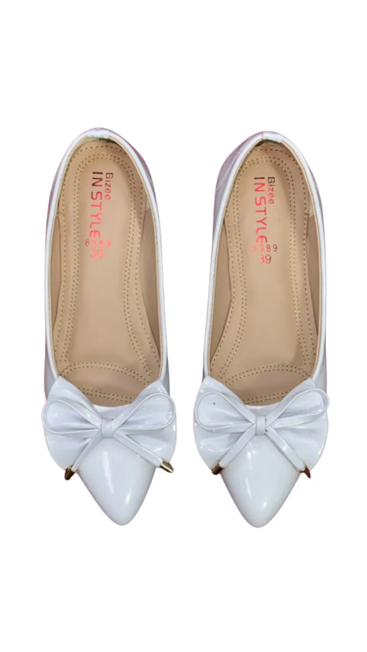 Bizee IN STYLE Women's Patent Bow Pumps - Elegant Pointed Toe Block Heels