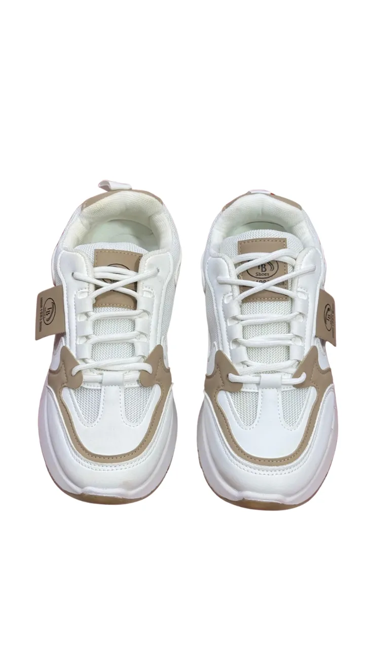 IB Shoes Women's Layered Mesh & Faux-Leather Lace-Up Sneakers – Cushioned Platform Walking Shoes