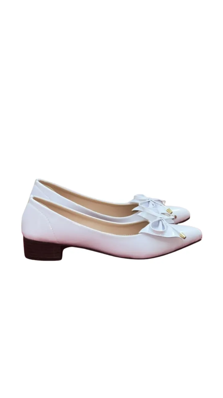 Bizee IN STYLE Women's Patent Bow Pumps - Elegant Pointed Toe Block Heels