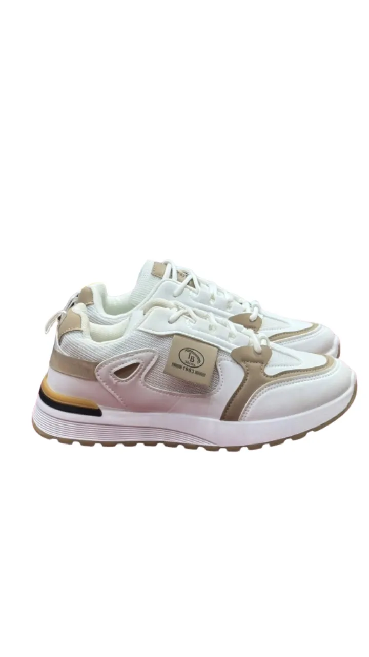 IB Shoes Women's Layered Mesh & Faux-Leather Lace-Up Sneakers – Cushioned Platform Walking Shoes
