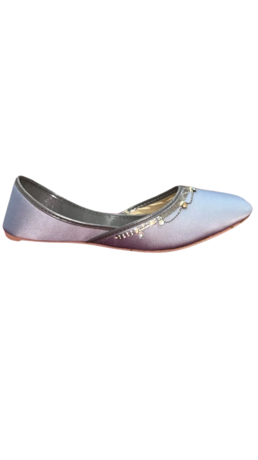 Classic Shoes Women's Crystal Trim Satin Formal Khussa