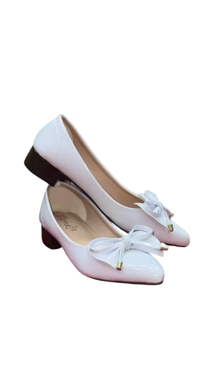 Bizee IN STYLE Women's Patent Bow Pumps - Elegant Pointed Toe Block Heels