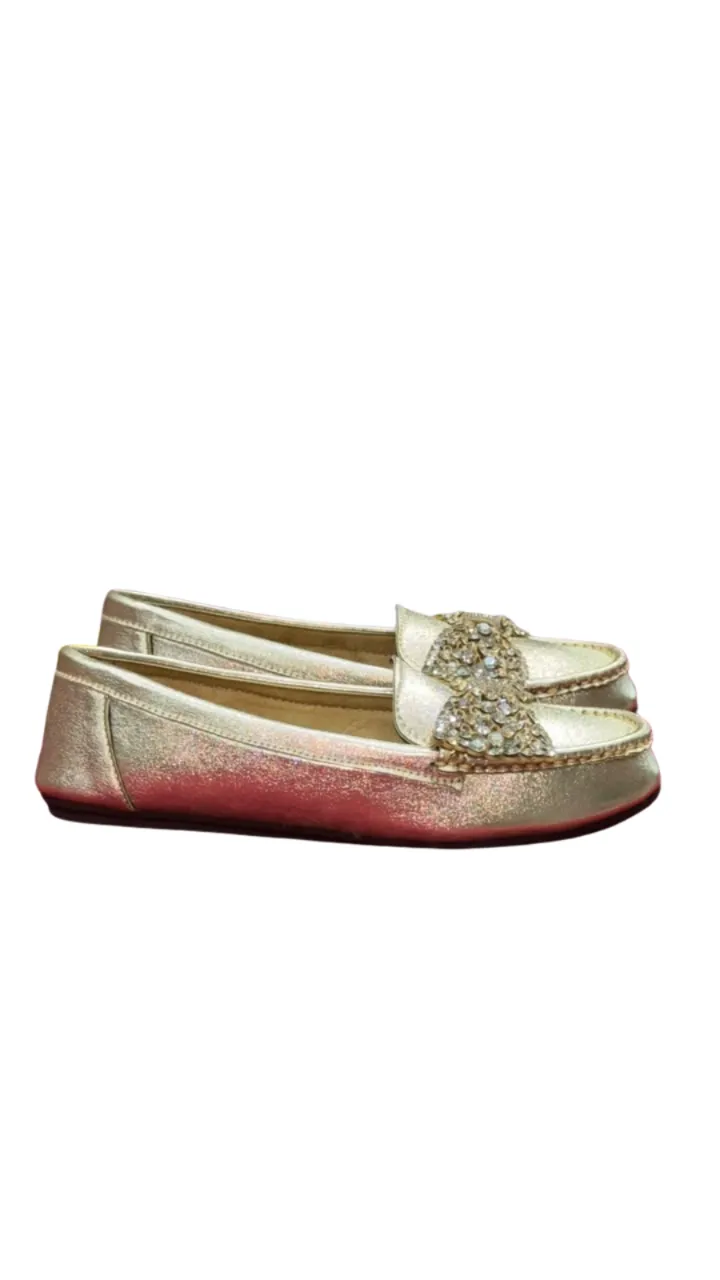 Stopy Women's Embellished Bow Slip-On Flats - Shimmer Loafer Pumps