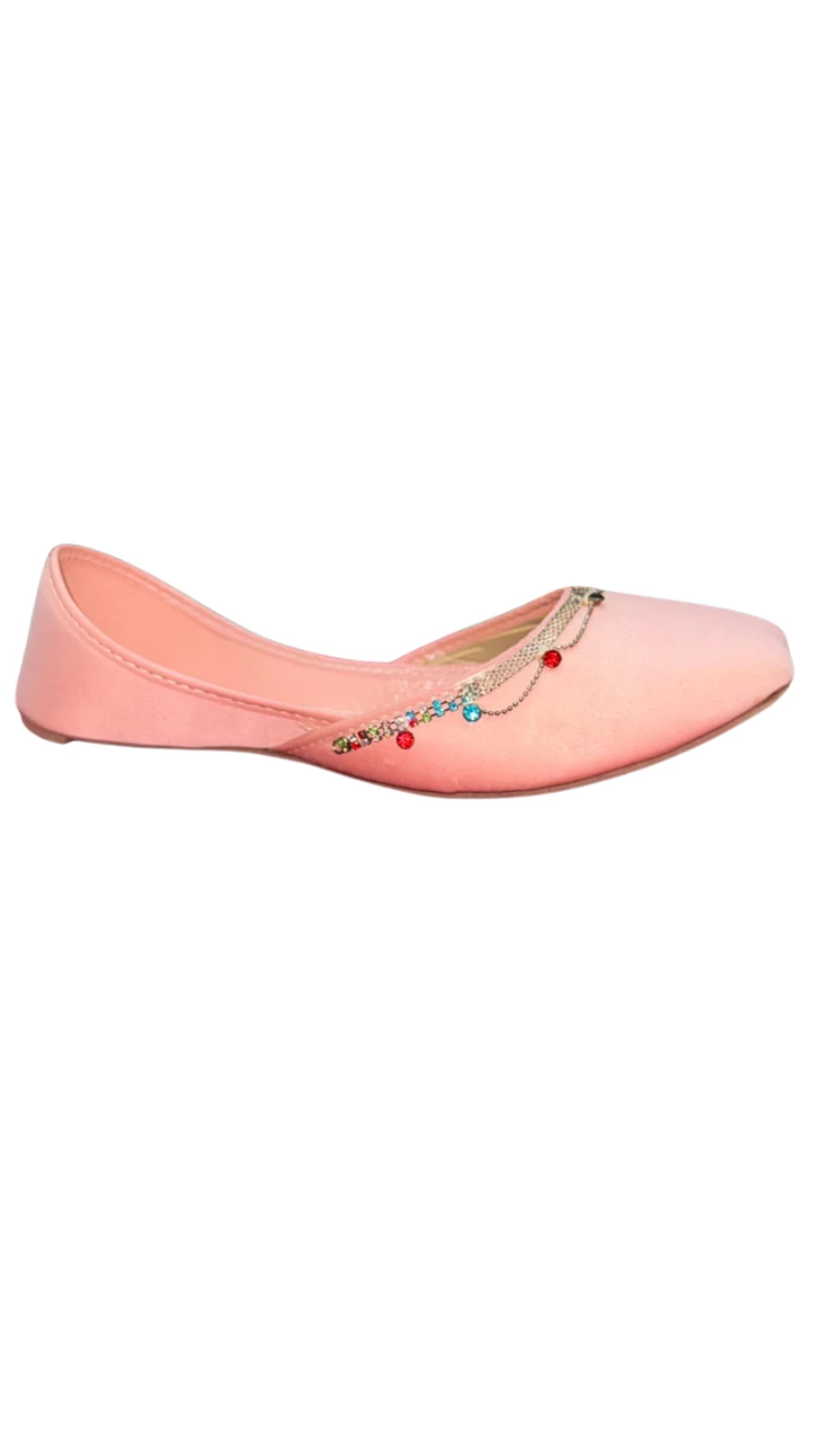 Classic Shoes Women's Crystal Trim Satin Formal Khussa