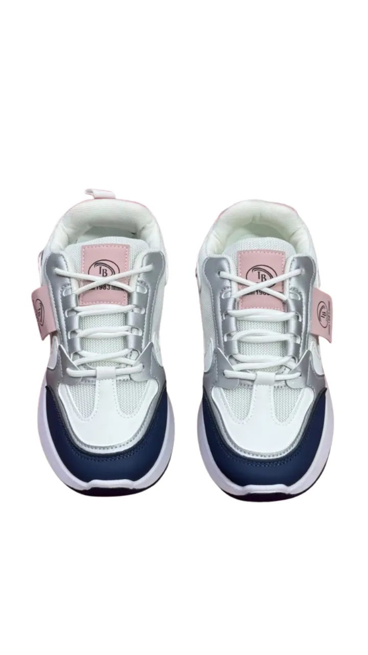 IB Shoes Women's Layered Mesh & Faux-Leather Lace-Up Sneakers – Cushioned Platform Walking Shoes