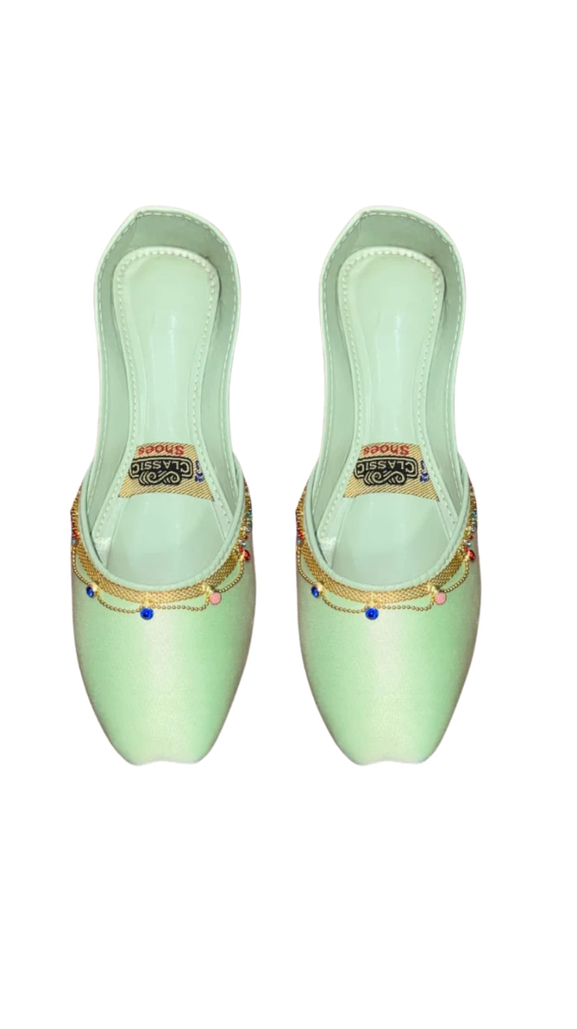 Classic Shoes Women's Crystal Trim Satin Formal Khussa