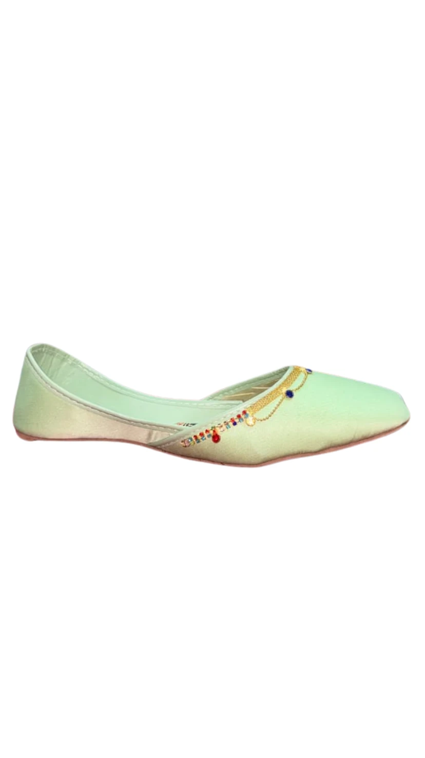 Classic Shoes Women's Crystal Trim Satin Formal Khussa