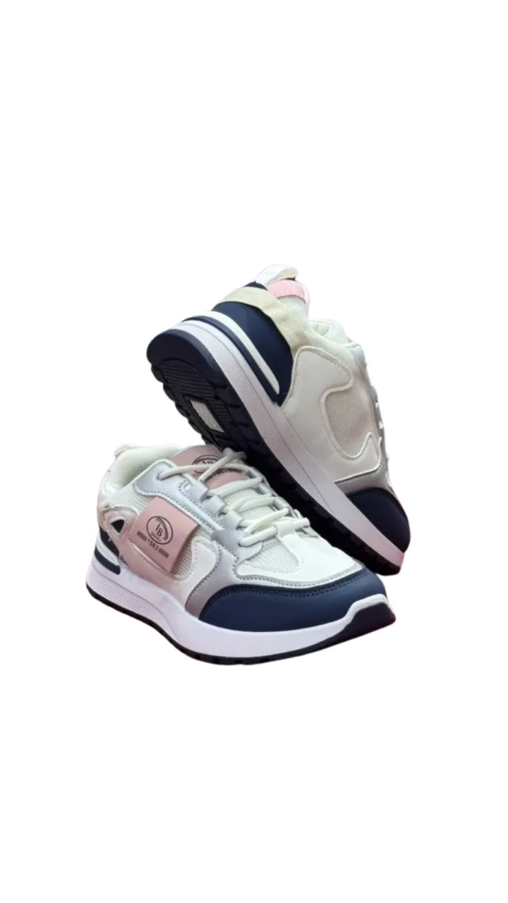 IB Shoes Women's Layered Mesh & Faux-Leather Lace-Up Sneakers – Cushioned Platform Walking Shoes