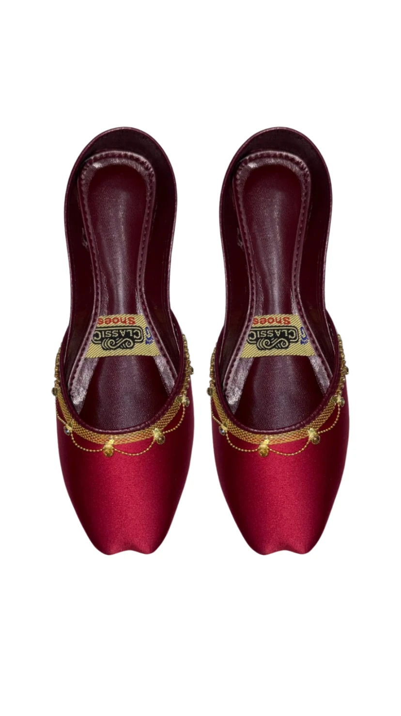 Classic Shoes Women's Crystal Trim Satin Formal Khussa