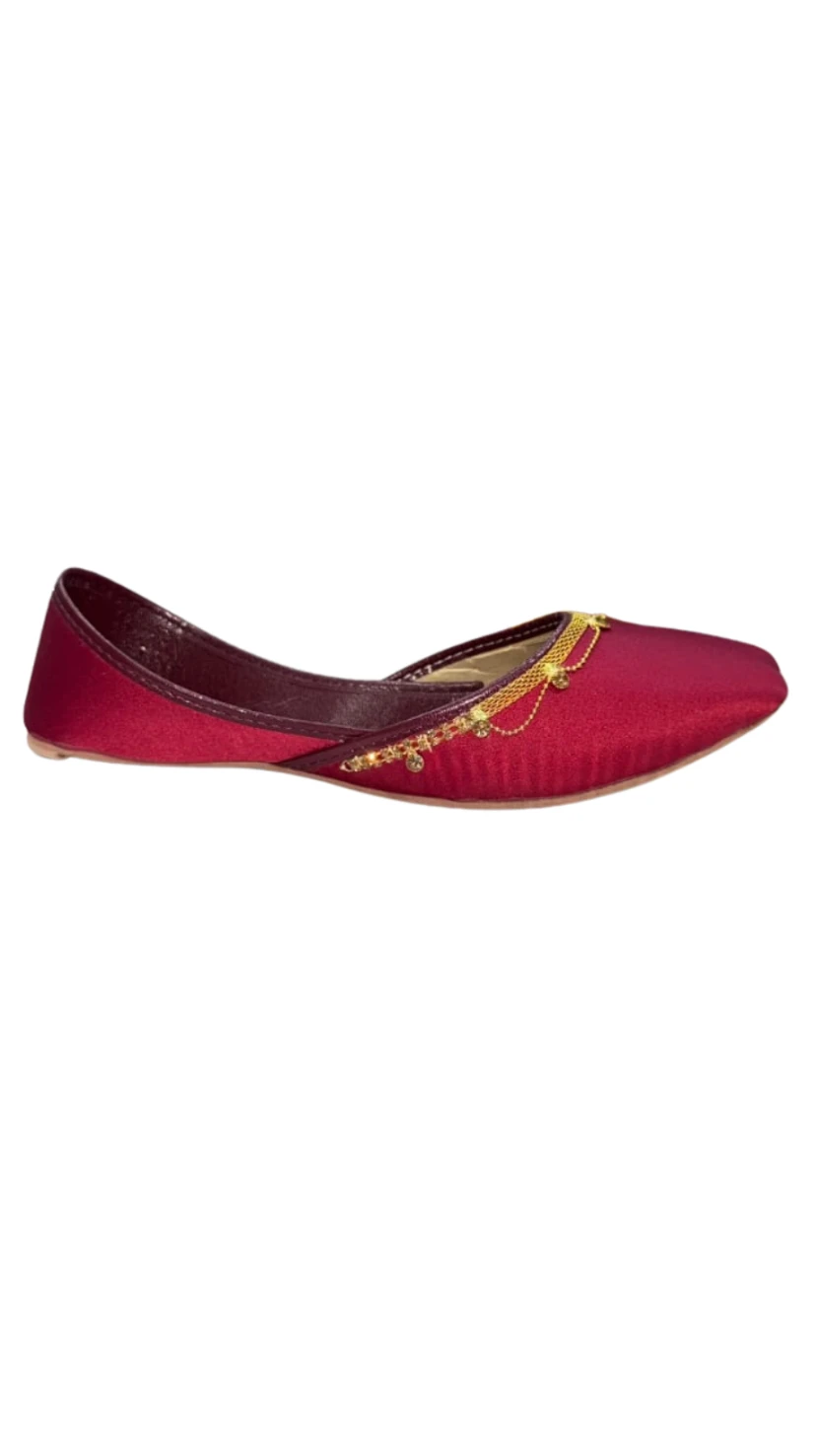Classic Shoes Women's Crystal Trim Satin Formal Khussa