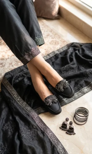 Catwalk Women Premium Crystal Embellished Loafer Flats